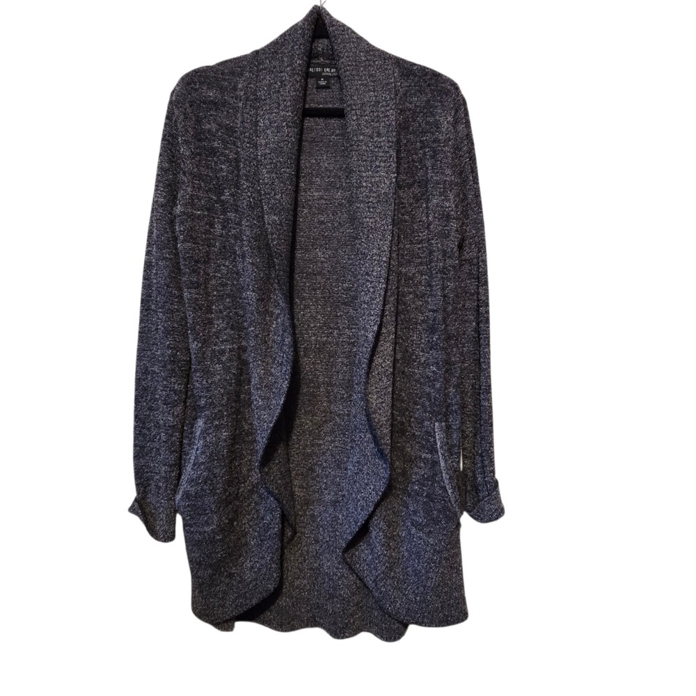 Barefoot Dreams CozyChic Lite Open Cardigan Women's M Blue Soft Pockets Lounge